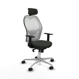 PIQUERAS Y CRESPO Silla de oficina Jorquera con mecanismo Sincro, Tela Negro y Malla Blanco