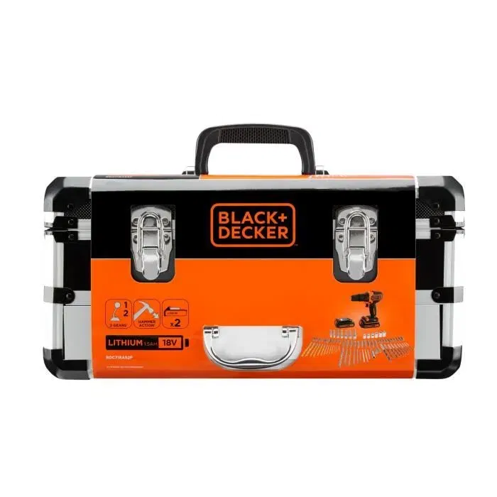 Black + Decker Taladro de Percusión 2x18 V Iones de Litio con 80 Accesorios en Estuche