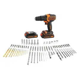 Black + Decker Taladro de Percusión 2x18 V Iones de Litio con 80 Accesorios en Estuche