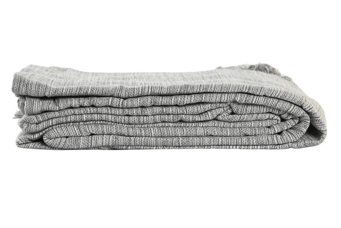 DKD Home Decor Plaid Blanco Gris 260 x 230 cm (2 Unidades) Algodon reciclado Poliester reciclado