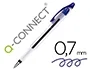 Q-connect Bolígrafo Delta Azul con Sujeción de Caucho y Capuchón, Tinta a Base de Aceite, Punta Media 1mm, Trazo 0.7mm
