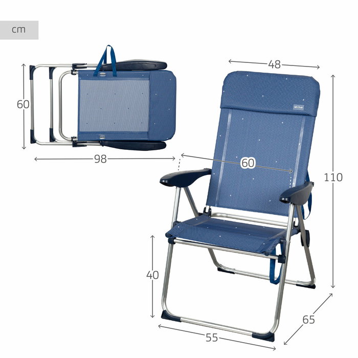 Silla de Playa Aktive 48 x 110 x 65 cm (2 Unidades)