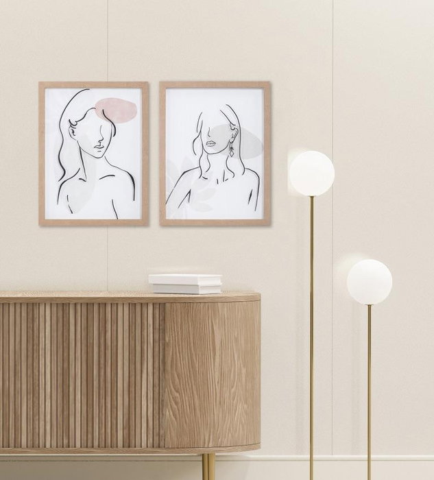 DKD Home Decor Cuadro Cristal PS Mujer Surtido de 2, Pack de 4