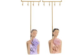 DKD Home Decor Joyero Lila Coral 8 x 34.5 x 12.5 cm Resina Metal Pack 2 Unidades