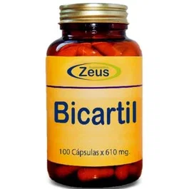 ZEUS Bicartil 500Mg 100 Cápsulas - Suplemento de Cartílago de Tiburón, Sauce y Fumaria para Articulaciones, Calcio, Magnesio, Selenio