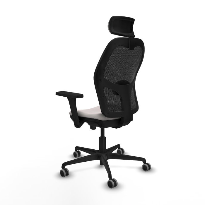 PIQUERAS Y CRESPO Silla Jorquera Sincro/Traslack Blanco/Negro con Brazos 3D y Cabecero 2D