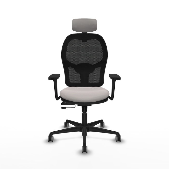 PIQUERAS Y CRESPO Silla Jorquera Sincro/Traslack Blanco/Negro con Brazos 3D y Cabecero 2D