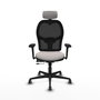 PIQUERAS Y CRESPO Silla Jorquera Sincro/Traslack Blanco/Negro con Brazos 3D y Cabecero 2D