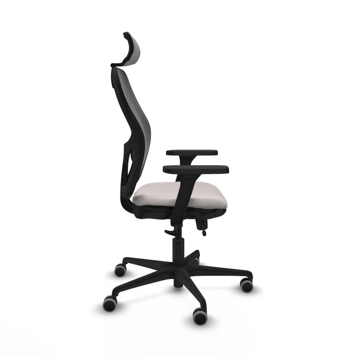 PIQUERAS Y CRESPO Silla Jorquera Sincro/Traslack Blanco/Negro con Brazos 3D y Cabecero 2D