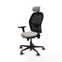 PIQUERAS Y CRESPO Silla Jorquera Sincro/Traslack Blanco/Negro con Brazos 3D y Cabecero 2D