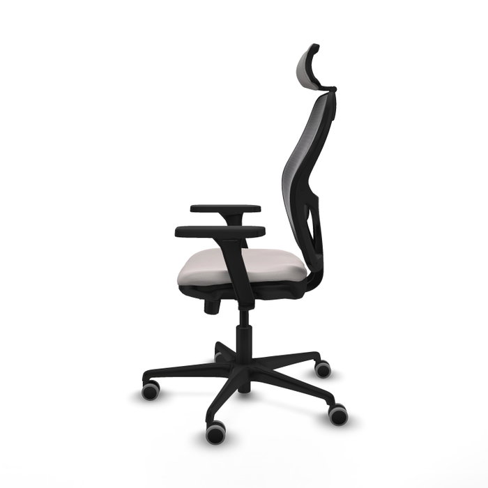 PIQUERAS Y CRESPO Silla Jorquera Sincro/Traslack Blanco/Negro con Brazos 3D y Cabecero 2D