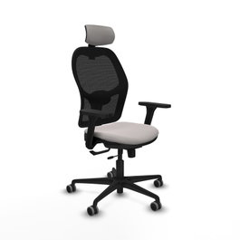 PIQUERAS Y CRESPO Silla Jorquera Sincro/Traslack Blanco/Negro con Brazos 3D y Cabecero 2D