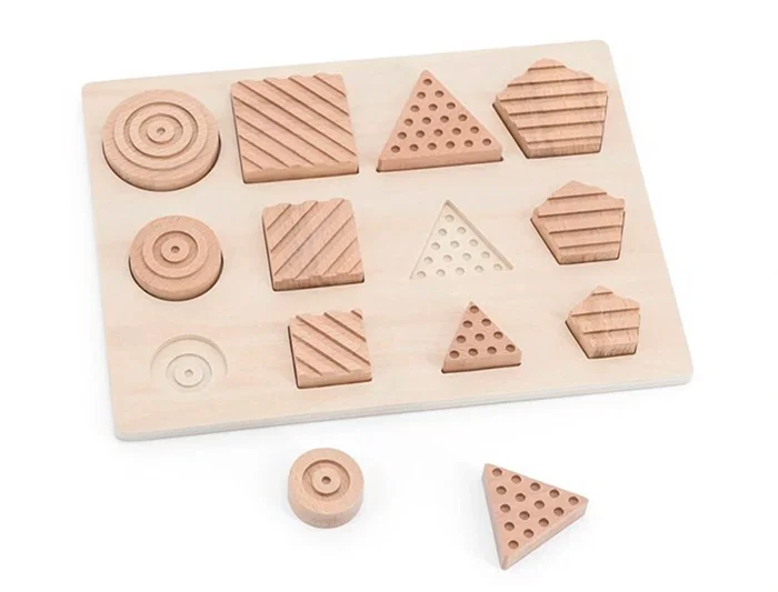 Andreutoys Juego Didactico Formas Geosensoriales Madera 12 Piezas Encaje Sensorial