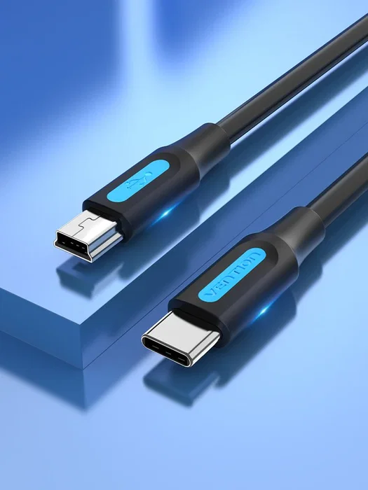 Vention COWBF Cable USB 2.0 Mini USB Macho a USB Tipo-C Macho, 1m, Negro, para Carga Rápida