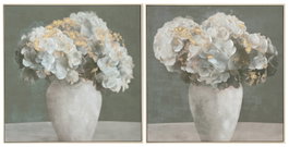 DKD Home Decor Cuadro Lienzo Florero Hortensia (Pack de 2)