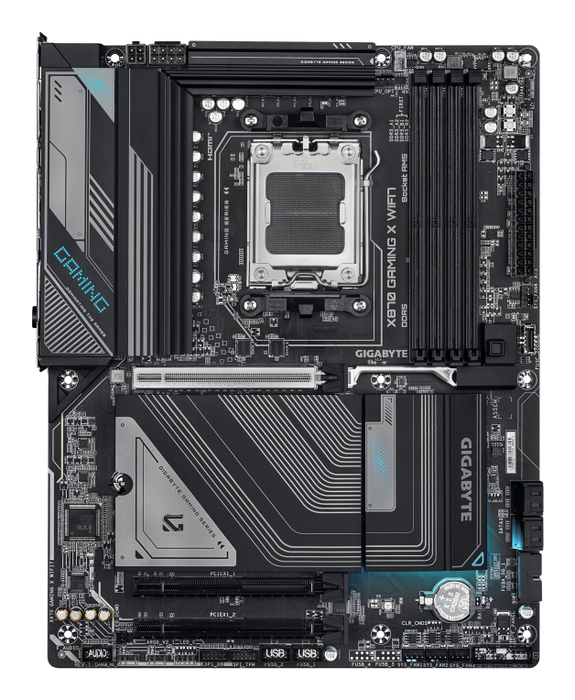 GIGABYTE X870 GAMING X WIFI7 Placa Base ATX - Socket AM5 para AMD Ryzen 9000/8000/7000, 16+2+2 fases VRM, DDR5 hasta 8000MHz (OC), PCIe 5.0, Wi-Fi 7, LAN 2.5GbE, USB4