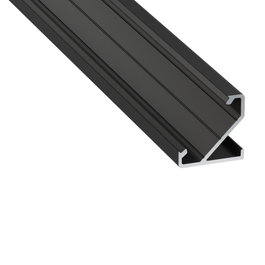 KIMERA-BARDE Perfil de Aluminio Anodizado Negro con Difusor Opal y Tapones, 2,02m