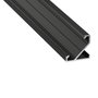 KIMERA-BARDE Perfil de Aluminio Anodizado Negro con Difusor Opal y Tapones, 2,02m