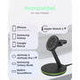 ICY BOX IB-SH102-CH Cargador Magnético 3 en 1 para Apple Watch, iPhone y AirPods, Negro, con Cable USB-C 1 m, 12 W