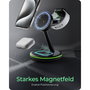 ICY BOX IB-SH102-CH Cargador Magnético 3 en 1 para Apple Watch, iPhone y AirPods, Negro, con Cable USB-C 1 m, 12 W
