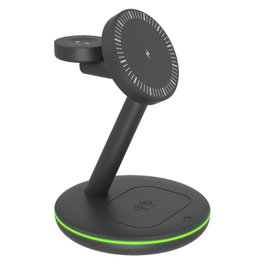 ICY BOX IB-SH102-CH Estación de carga magnética 3 en 1 para Apple Watch, iPhone y AirPods, Negro