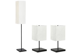 DKD Home Decor Set de 3 Lámparas con Pie y 2 de Sobremesa, Crudo y Negro