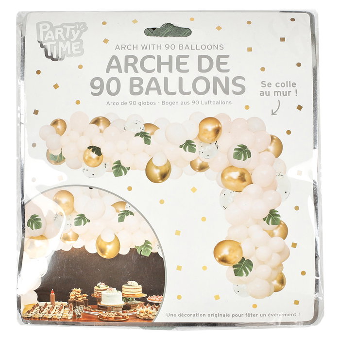 Party Time Arco 90 Globos Decorativos Dorados y Blancos Party Time Arco 90 Globos Decorativos Dorados y Blancos