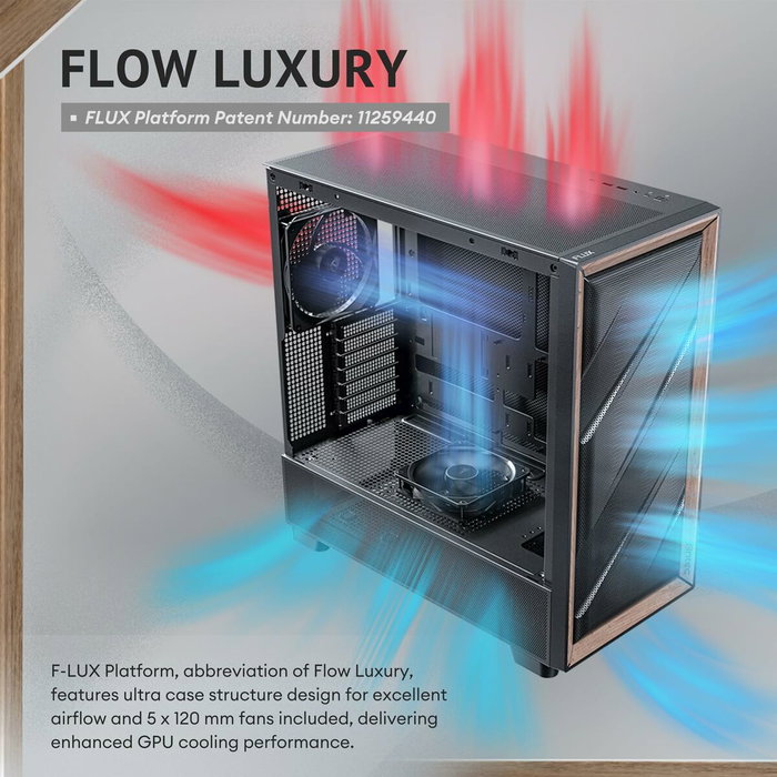 Antec FLUX SE Midi Tower Negro y Madera