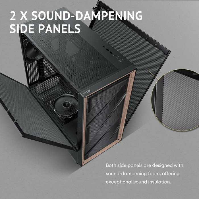 Antec FLUX SE Midi Tower Negro y Madera