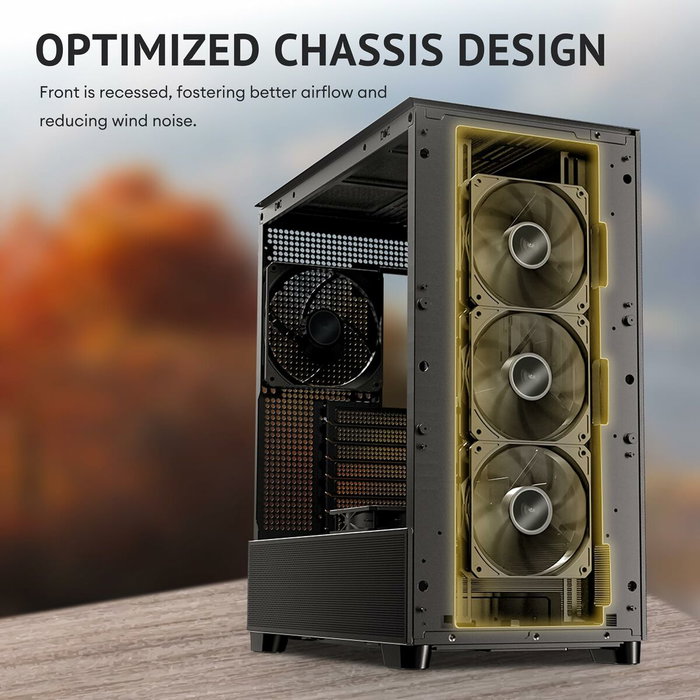 Antec FLUX SE Midi Tower Negro y Madera