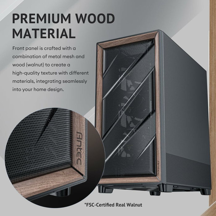 Antec FLUX SE Midi Tower Negro y Madera
