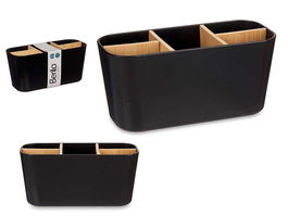 Berilo Organizador Ovalado 5 Huecos Bambú Negro 21x10x8.8cm (Set de 6)