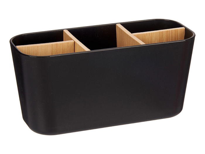 Berilo Organizador Ovalado 5 Huecos Bambú Negro 21x10x8.8cm (Set de 6)