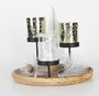 DKD Home Decor Set de 7 Portavelas de Cristal y Metal Diseño Abeto