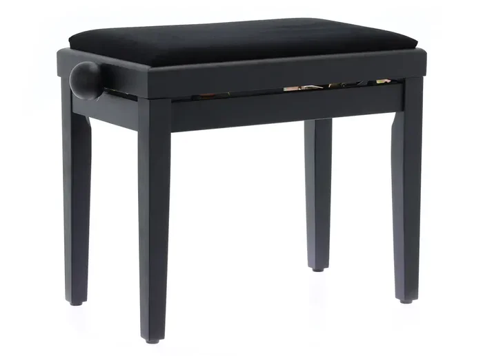 QUIKLOK Banqueta Piano Terciopelo Negro Mate