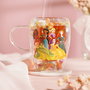 WIDDOP & CO Taza cristal flores secas Princesas Disney Ariel Jasmine Belle Merida
