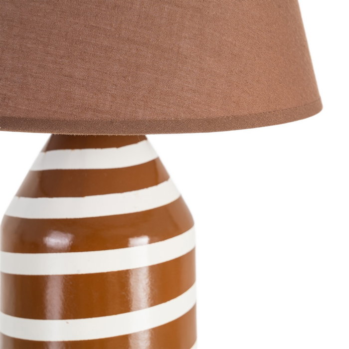 Lámpara Mesa Marrón Cerámica-Tejido 22 X 22 X 31 cm