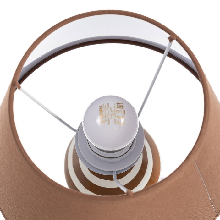 Lámpara Mesa Marrón Cerámica-Tejido 22 X 22 X 31 cm