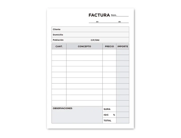 Liderpapel Talonario de Facturas Octavo con I.G.I.C. Liderpapel Talonario de Facturas Octavo con I.G.I.C.