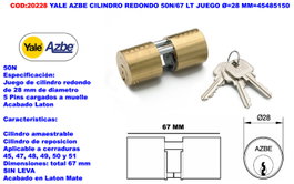 Yale AZBE Cilindro Redondo 50N/67 LT Ø=28 mm