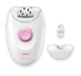 Braun Silk-épil 1 1-010 Depiladora con Cable, 20 Pinzas, Rosa/Blanco