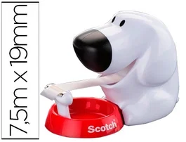 Scotch Portarrollos Sobremesa Scotch Doggy con Cinta Adhesiva Magic 8.9 m x 19 mm - Decorativo para Escritorio 100 x 138 x 70 mm