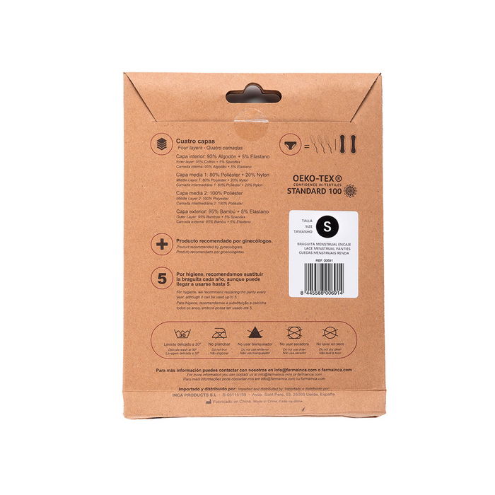 Inca Braguita Menstrual Absorción Súper #nude Talla S - Higiene Femenina Ecológica y Reutilizable (1 unidad)