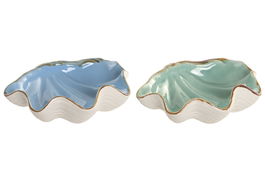 DKD Home Decor Hangzhou design 26a Centro Mesa Mediterraneo Turquesa Azul Gres 21 x 8 x 26 cm (2 Unidades)