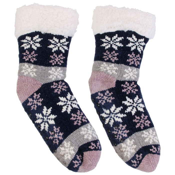 Sensly Calcetines Antideslizantes con Interior Sherpa para Pies Calientes y Suela Antideslizante