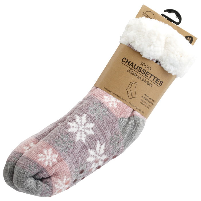 Sensly Calcetines Antideslizantes con Interior Sherpa para Pies Calientes y Suela Antideslizante