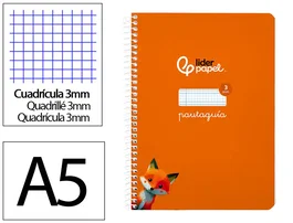 Liderpapel Cuaderno Espiral A5 Tapa Blanda 40 Hojas 75gr Cuadro Pautado 3mm Color Naranja