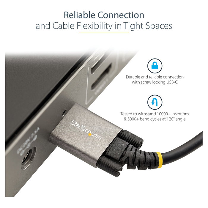 StarTech.com Cable USB-C de 1m con Tornillos de Fijación, 10Gbps, USB 3.2 Gen 2, 100W PD