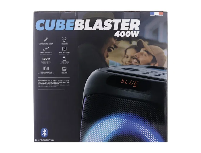 T'nB CUBE BLASTER Altavoz Bluetooth 40W con luces LED y modo karaoke - Negro
