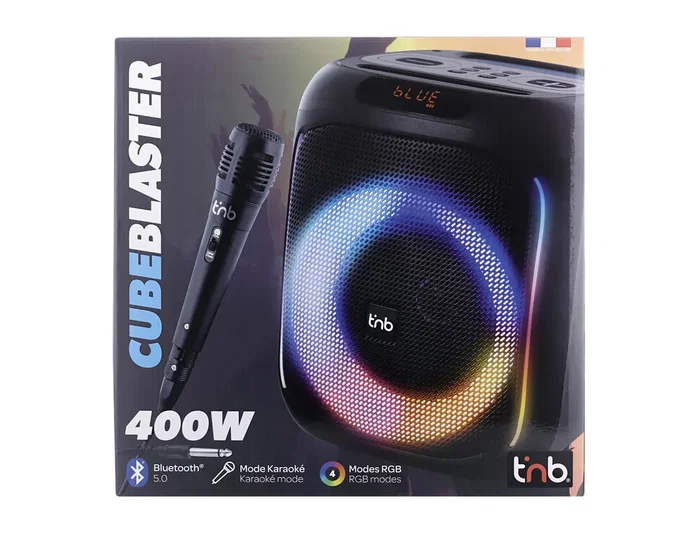 T'nB CUBE BLASTER Altavoz Bluetooth 40W con luces LED y modo karaoke - Negro